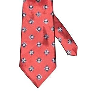 VTG Ketch Men’s Tie Red Geometric 90s Preppy Old Money Office Formal Workwear